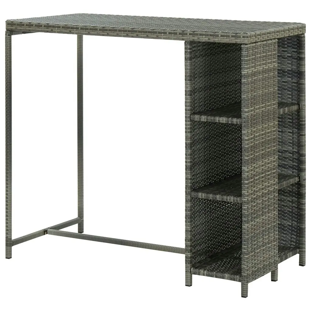 Bar Table with Storage Rack Grey 120x60x110 cm Poly Rattan 313477