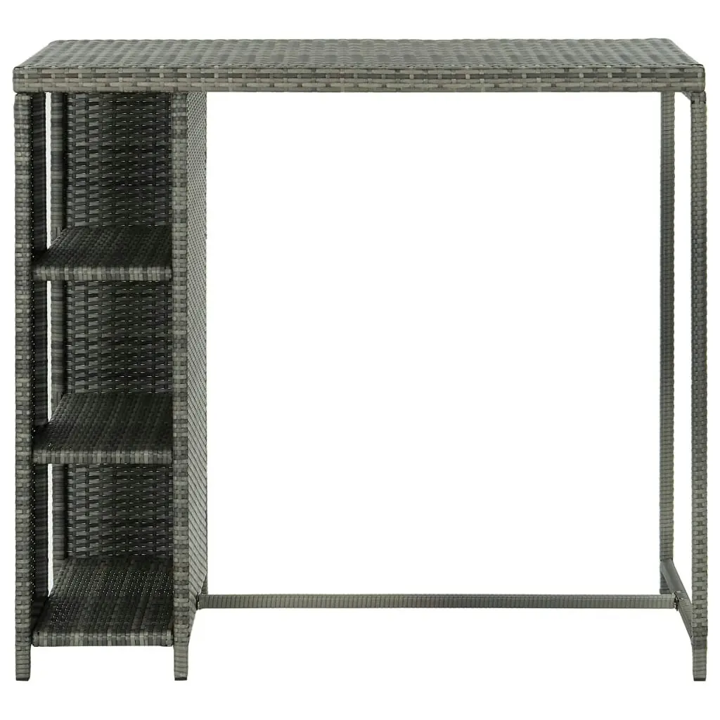 Bar Table with Storage Rack Grey 120x60x110 cm Poly Rattan 313477