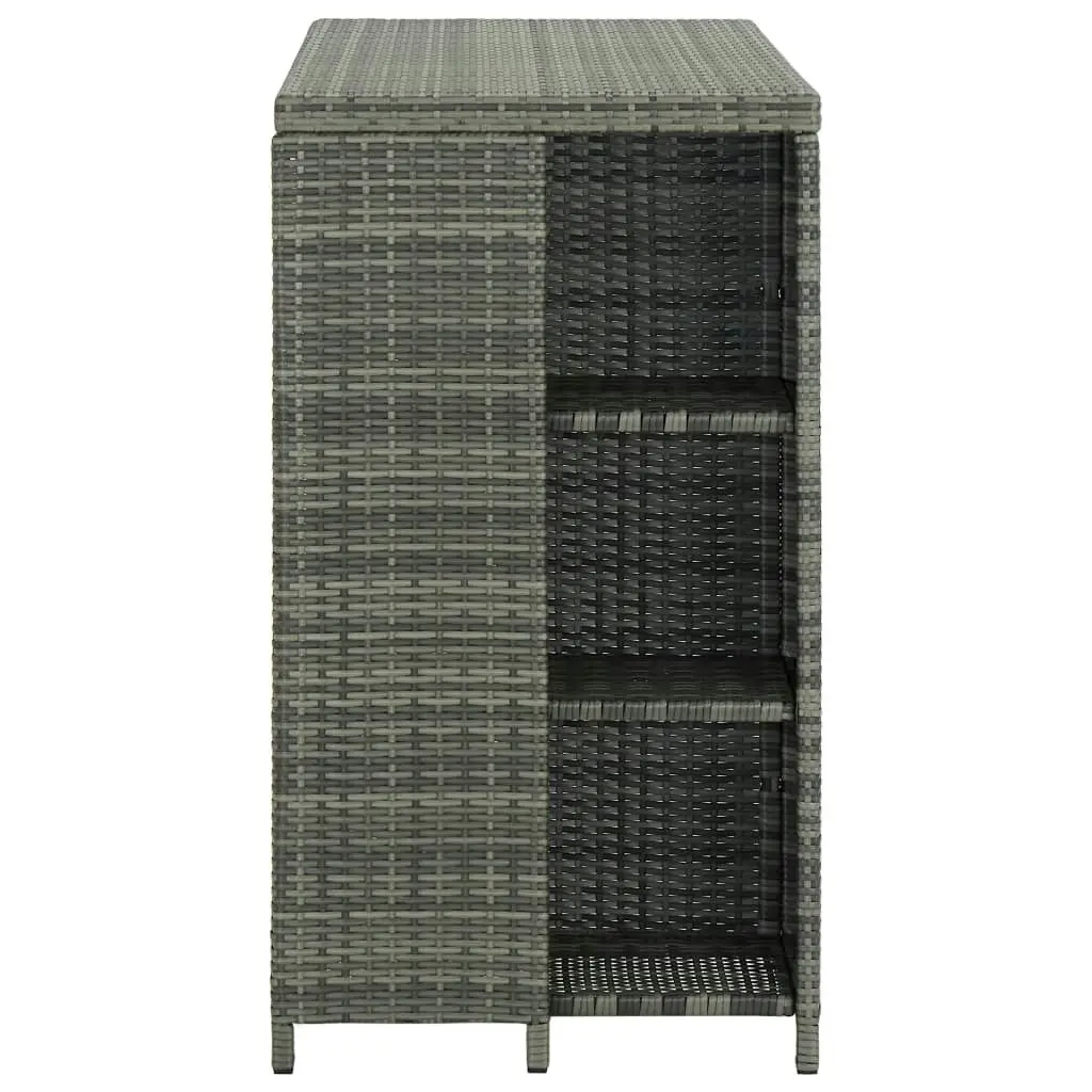 Bar Table with Storage Rack Grey 120x60x110 cm Poly Rattan 313477