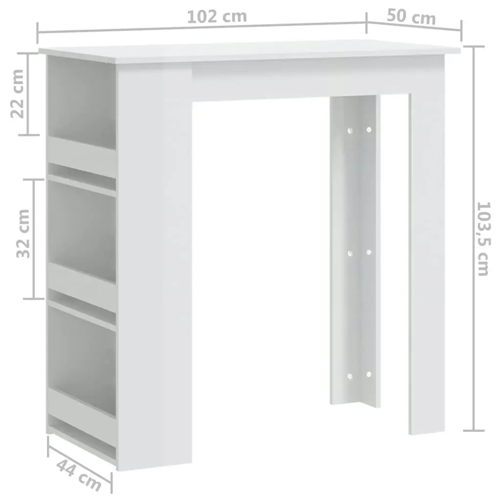 Bar Table with Storage Rack High Gloss White 102x50x103.5 cm 809473