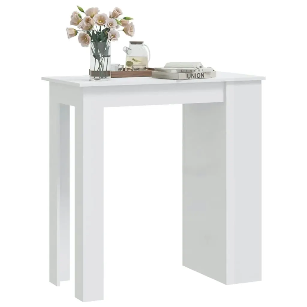 Bar Table with Storage Rack High Gloss White 102x50x103.5 cm 809473