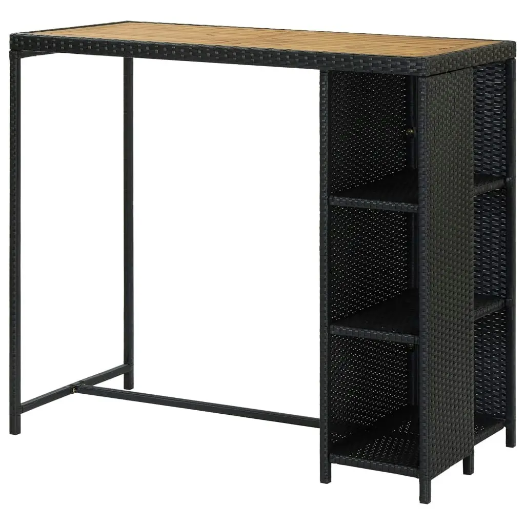 Bar Table with Storage Rack Black 120x60x110 cm Poly Rattan 313478