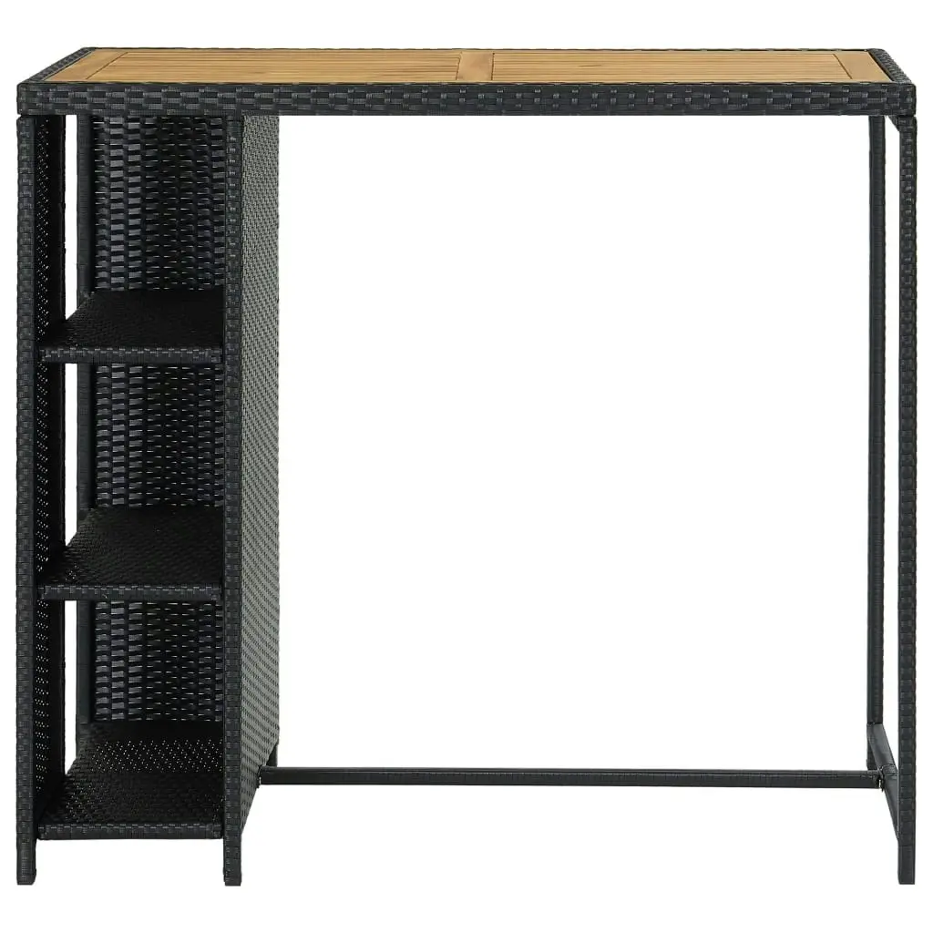 Bar Table with Storage Rack Black 120x60x110 cm Poly Rattan 313478