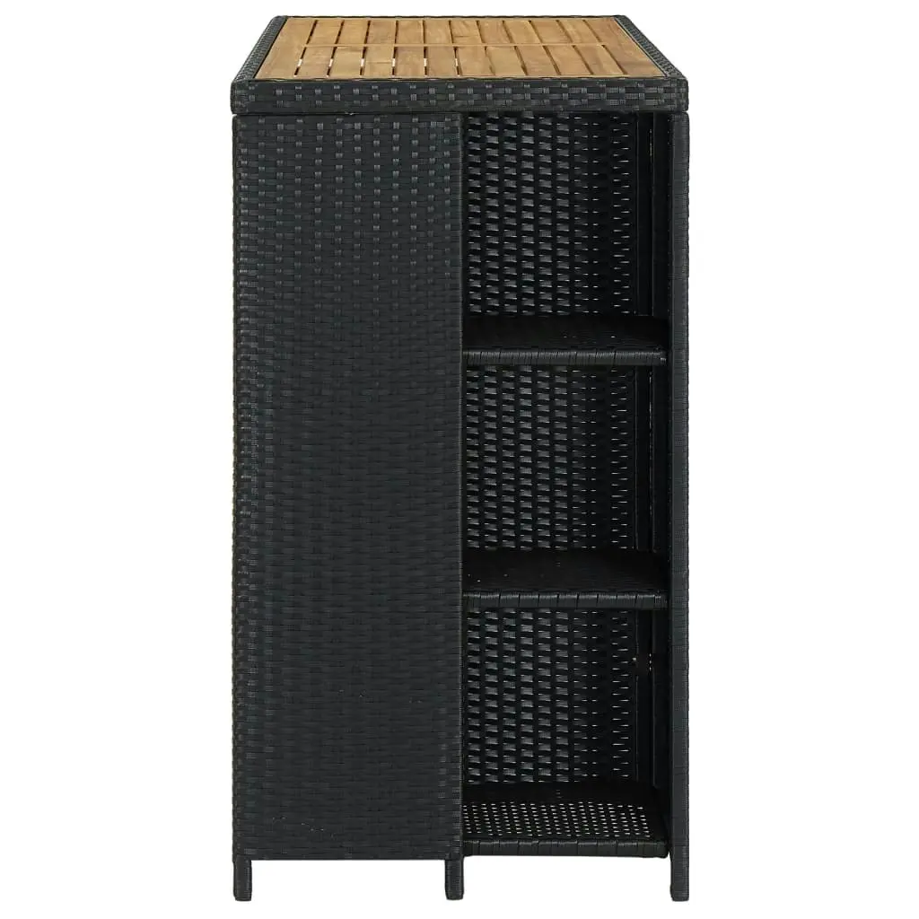 Bar Table with Storage Rack Black 120x60x110 cm Poly Rattan 313478