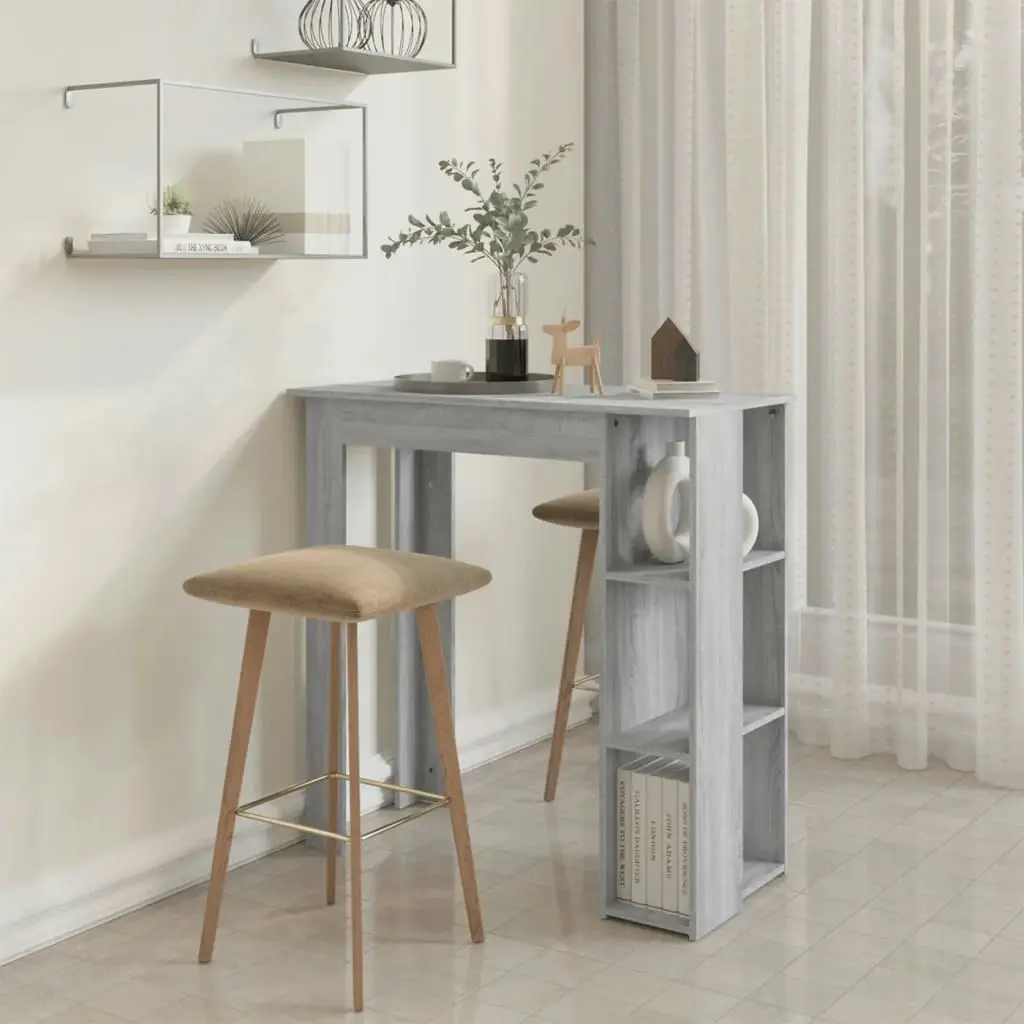 Bar Table with Shelf Grey Sonoma 102x50x103.5 cm Engineered Wood 812964