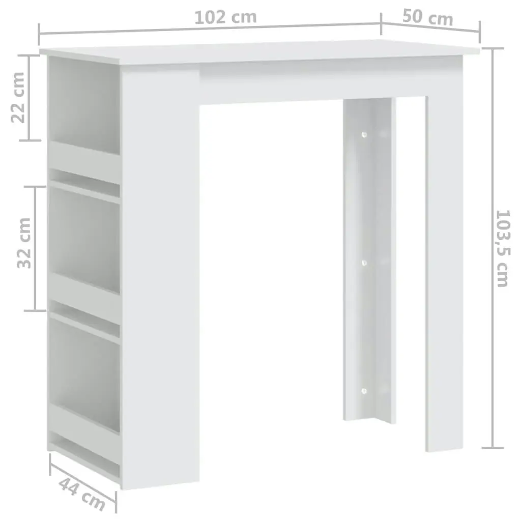 Bar Table with Storage Rack White 102x50x103.5 cm Engineered Wood 809467