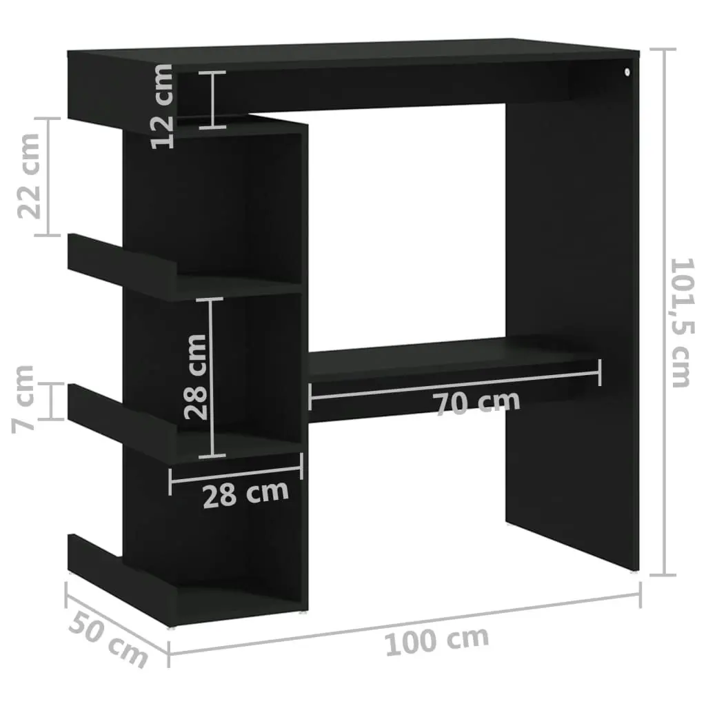 Bar Table with Storage Rack Black 100x50x101.5 cm Engineered Wood 809450