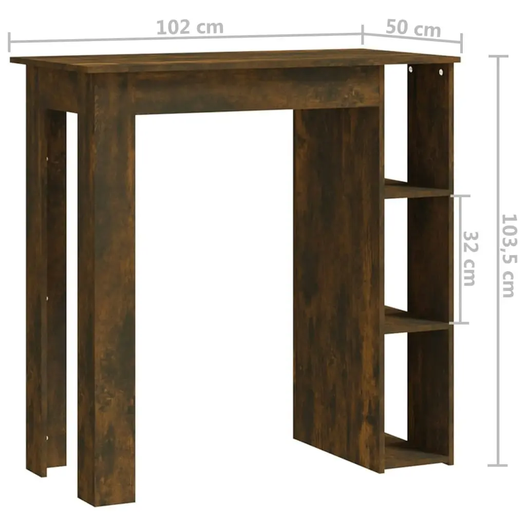 Bar Table with Shelf Smoked Oak 102x50x103.5 cm Engineered Wood 812963