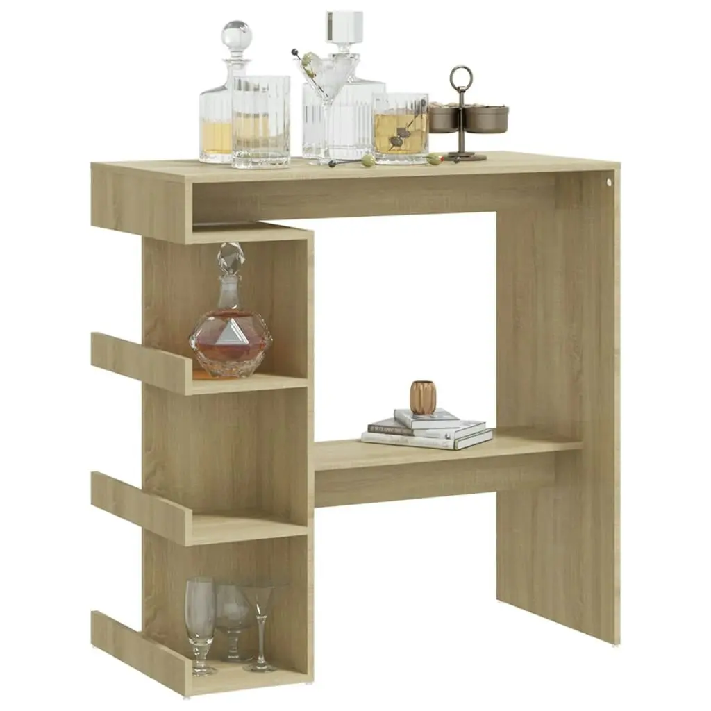 Bar Table with Storage Rack Sonoma Oak 100x50x101.5 cm Engineered Wood 809452