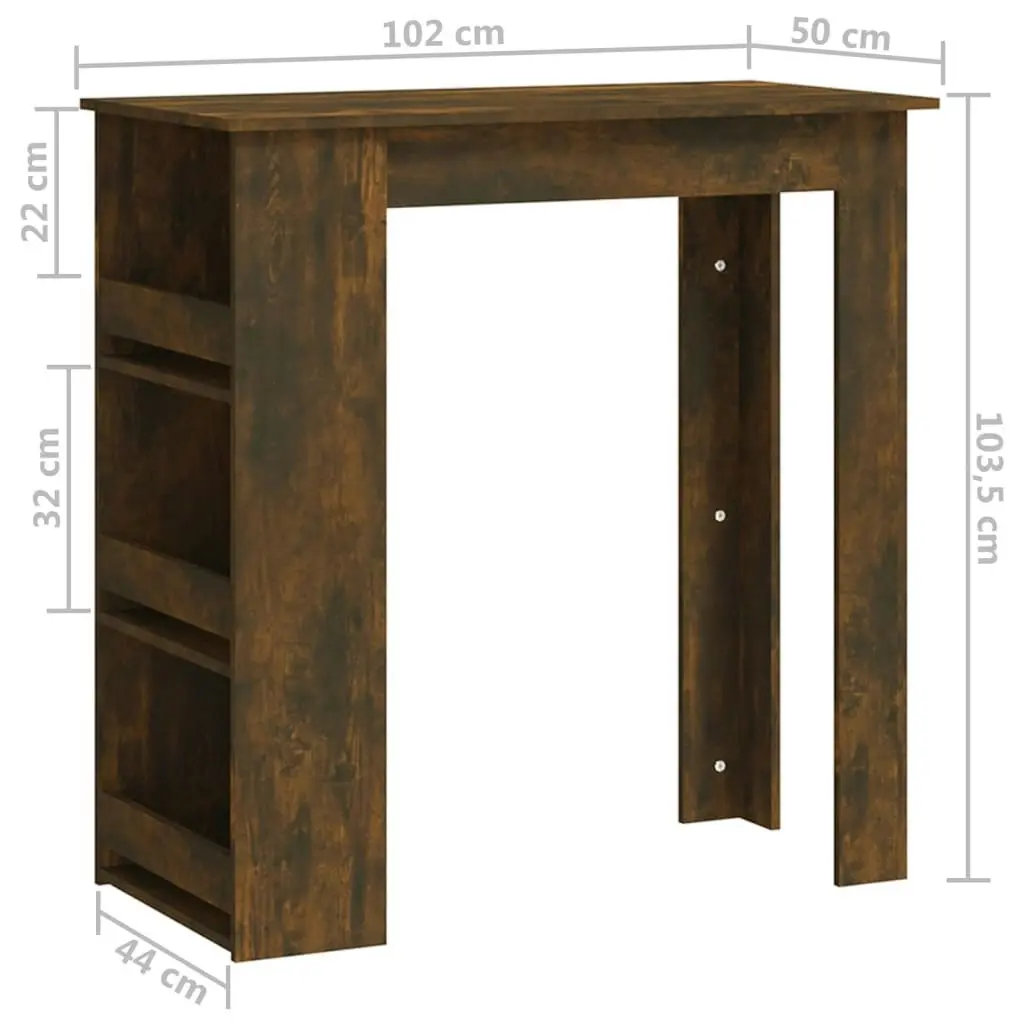 Bar Table with Storage Rack Smoked Oak 102x50x103.5cm Engineered Wood 812966