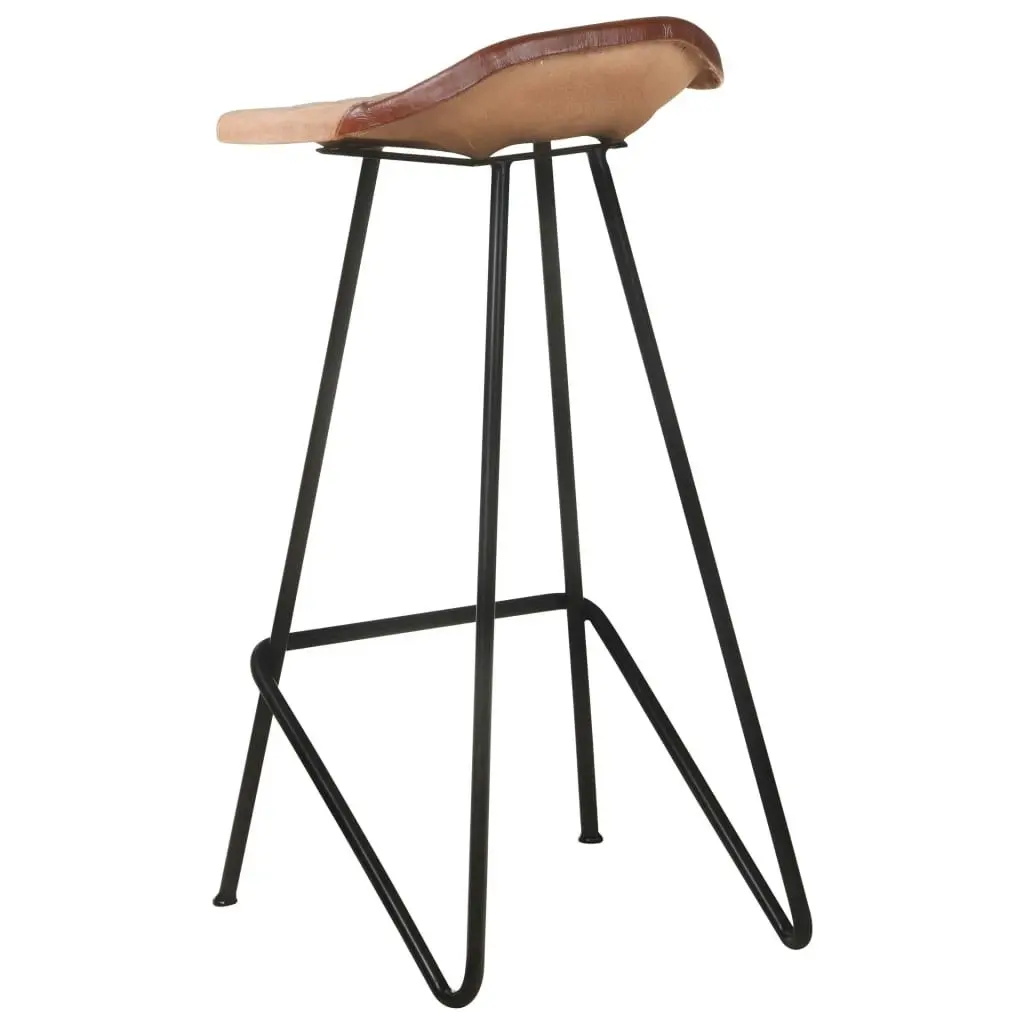 Bar Stools 4 pcs Brown Real Leather 320646