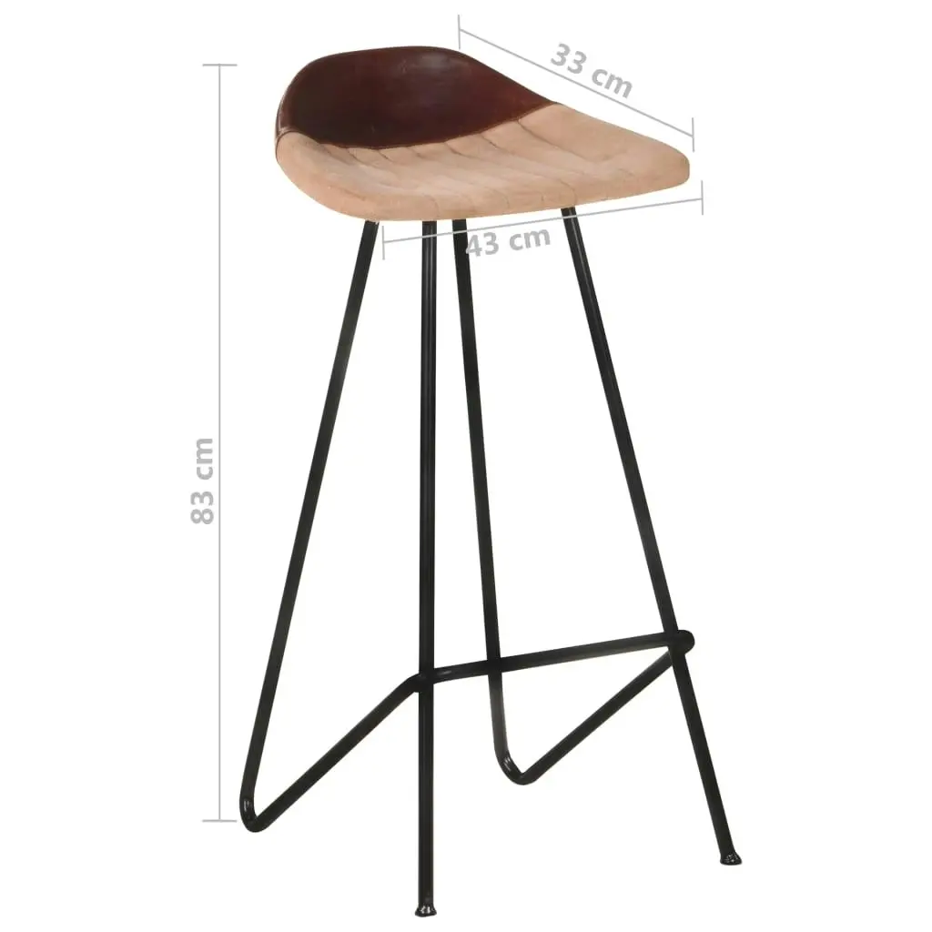 Bar Stools 4 pcs Brown Real Leather 320646