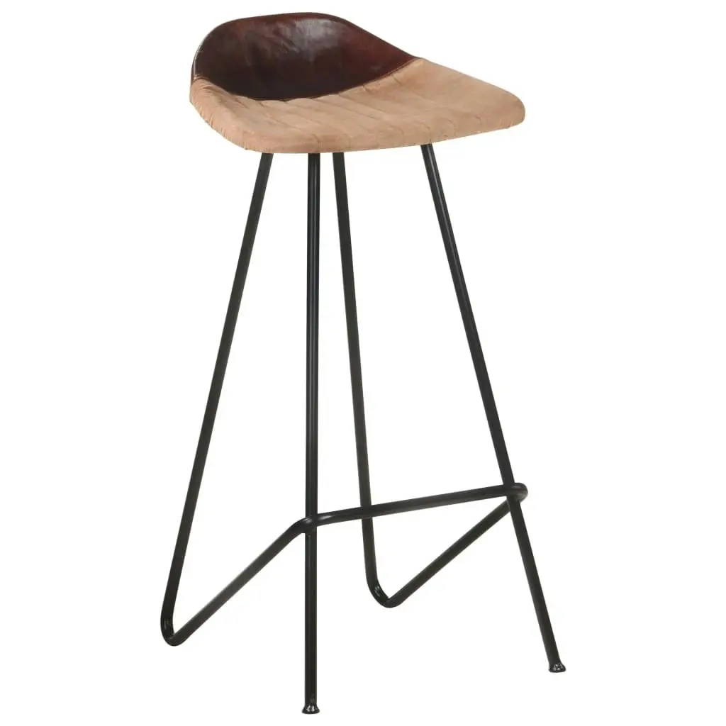 Bar Stools 4 pcs Brown Real Leather 320646