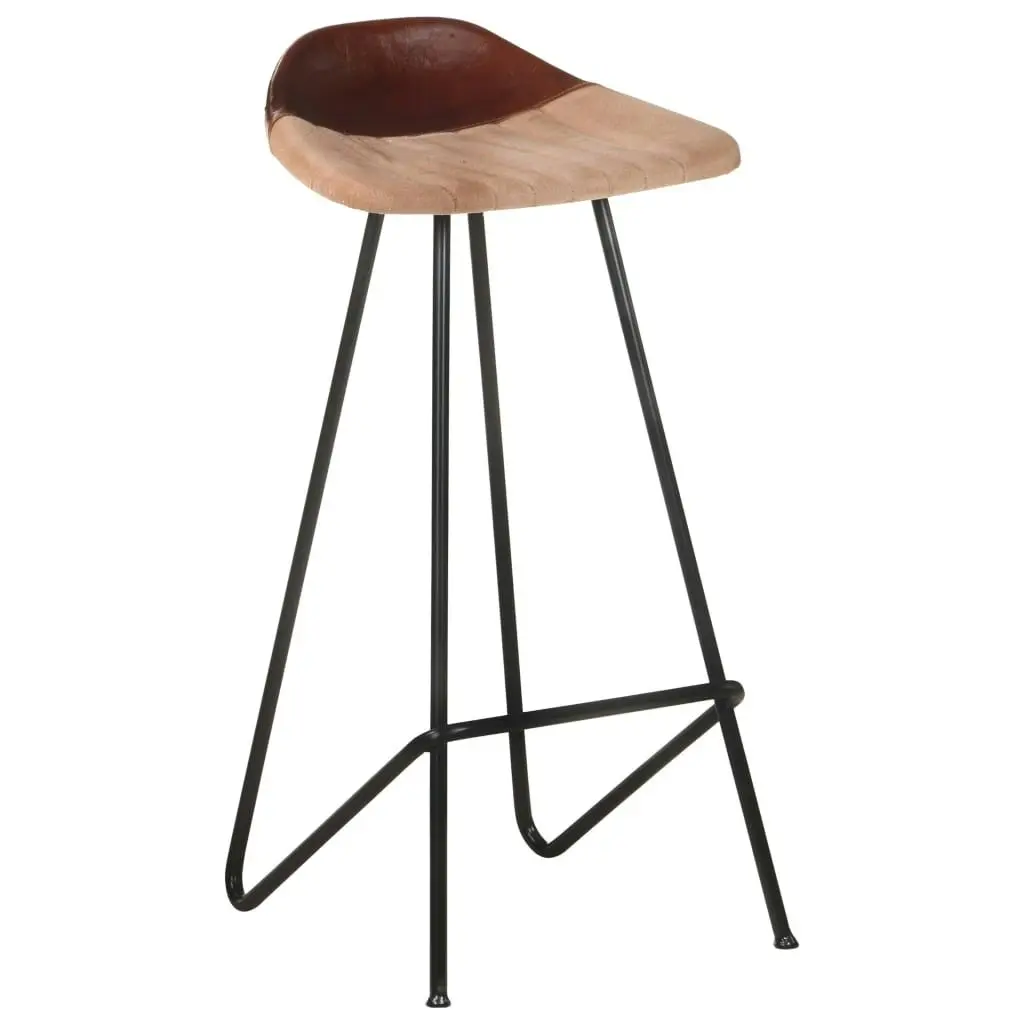 Bar Stools 4 pcs Brown Real Leather 320646