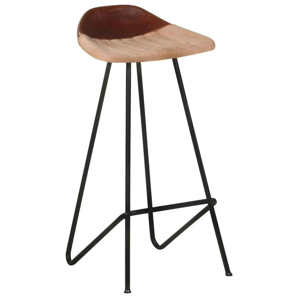 Bar Stools 4 pcs Brown Real Leather 320646