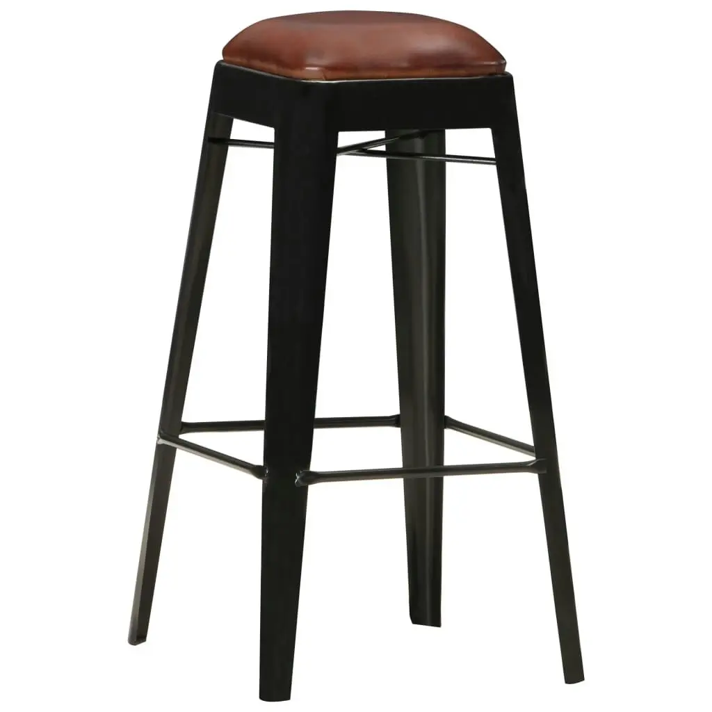 Bar Stools 4 pcs Black Real Leather 286128