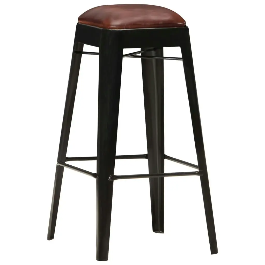 Bar Stools 4 pcs Black Real Leather 286128