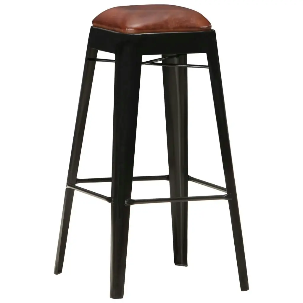 Bar Stools 4 pcs Black Real Leather 286128