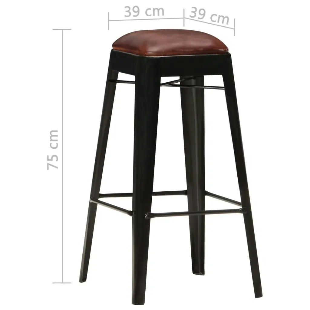 Bar Stools 4 pcs Black Real Leather 286128