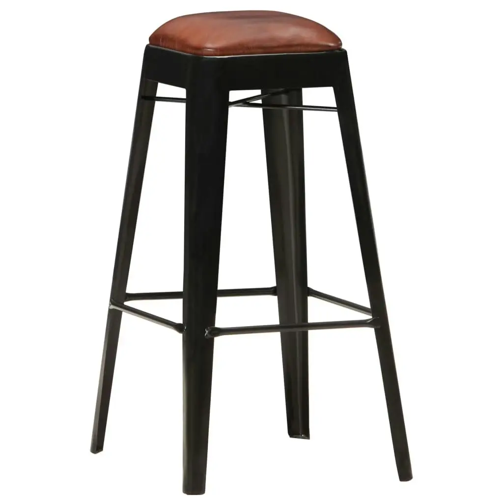 Bar Stools 4 pcs Black Real Leather 286128