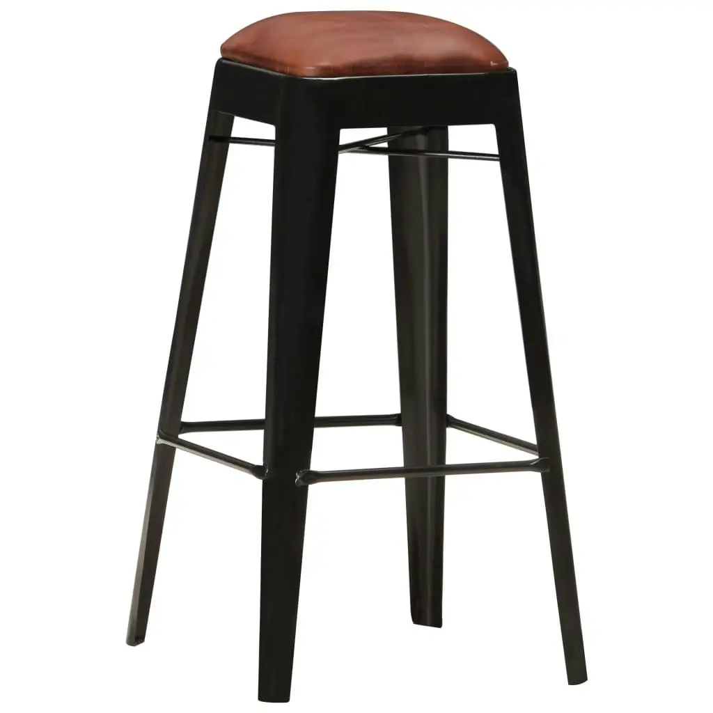 Bar Stools 4 pcs Black Real Leather 286128