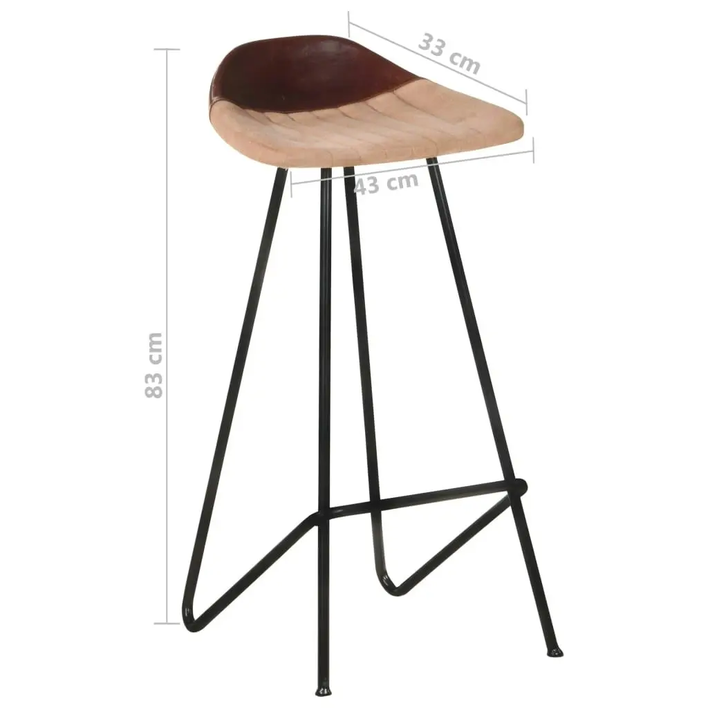 Bar Stools 2 pcs Brown Real Leather 320645