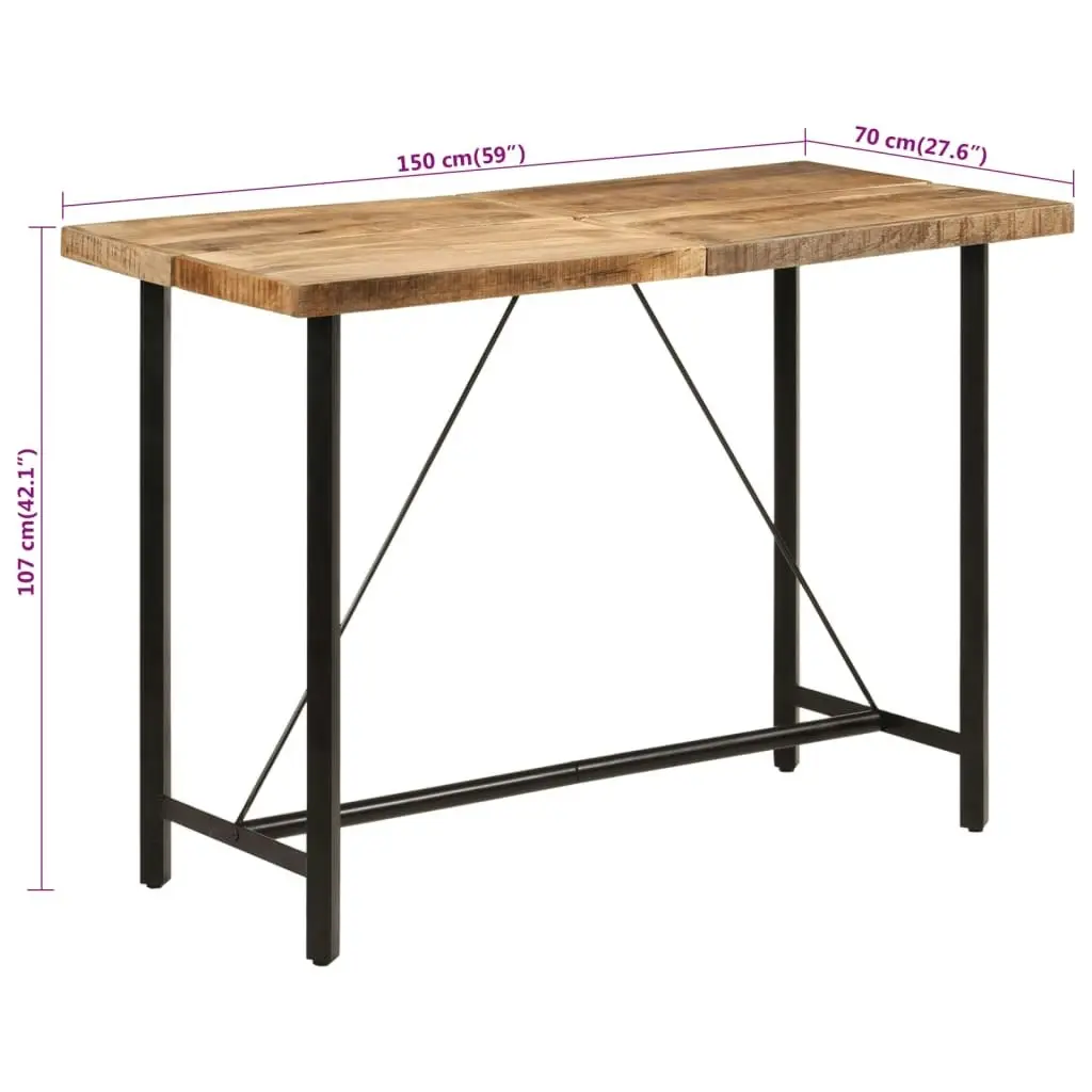 Bar Table 150x70x107 cm Solid Wood Mango and Iron 356382