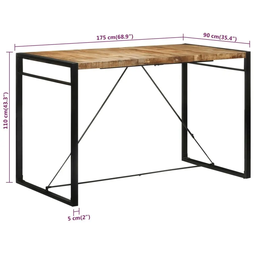 Bar Table 175x90x110 cm Solid Rough Wood Mango 351720