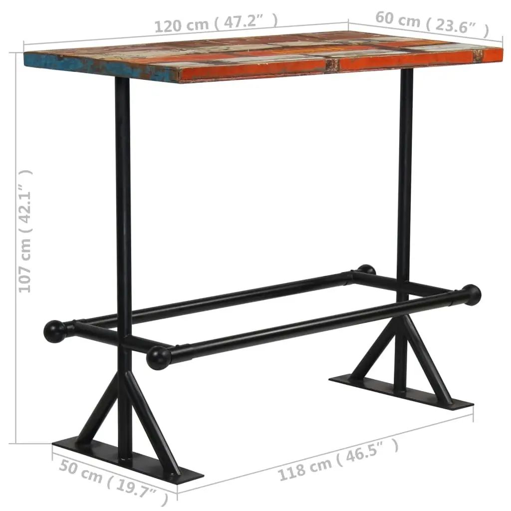 Bar Table Solid Reclaimed Wood Multicolour 120x60x107 cm 245387