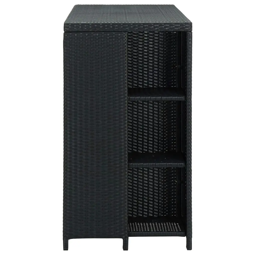 Bar Table with Storage Rack Black 120x60x110 cm Poly Rattan 313476