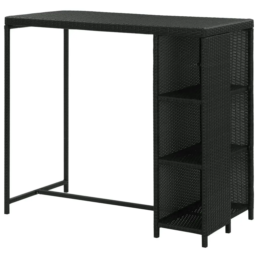 Bar Table with Storage Rack Black 120x60x110 cm Poly Rattan 313476