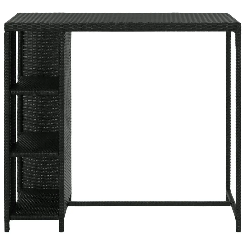 Bar Table with Storage Rack Black 120x60x110 cm Poly Rattan 313476