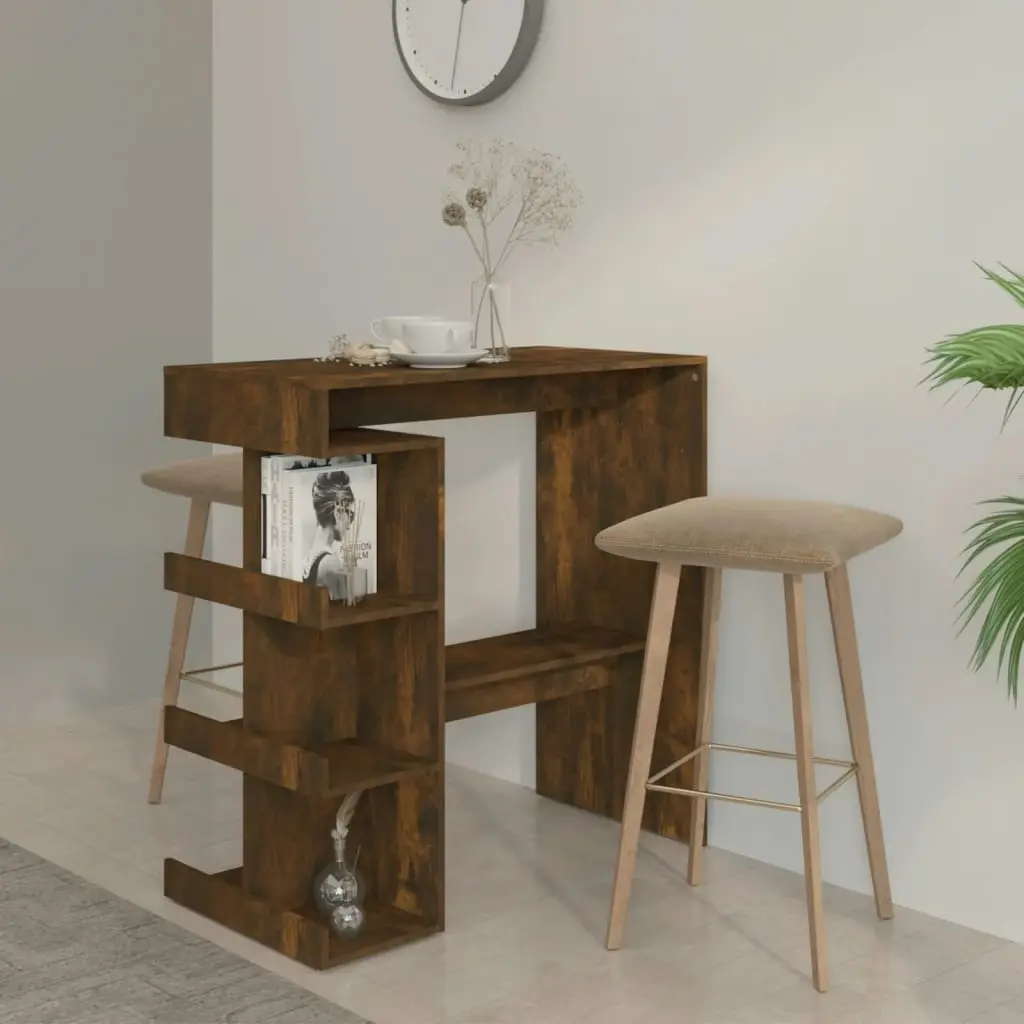 Bar Table with Storage Rack Smoked Oak 100x50x101.5cm Engineered Wood 812960