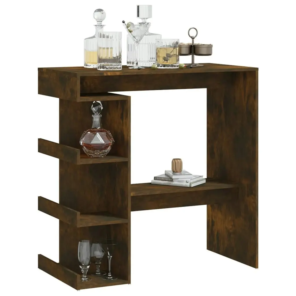 Bar Table with Storage Rack Smoked Oak 100x50x101.5cm Engineered Wood 812960