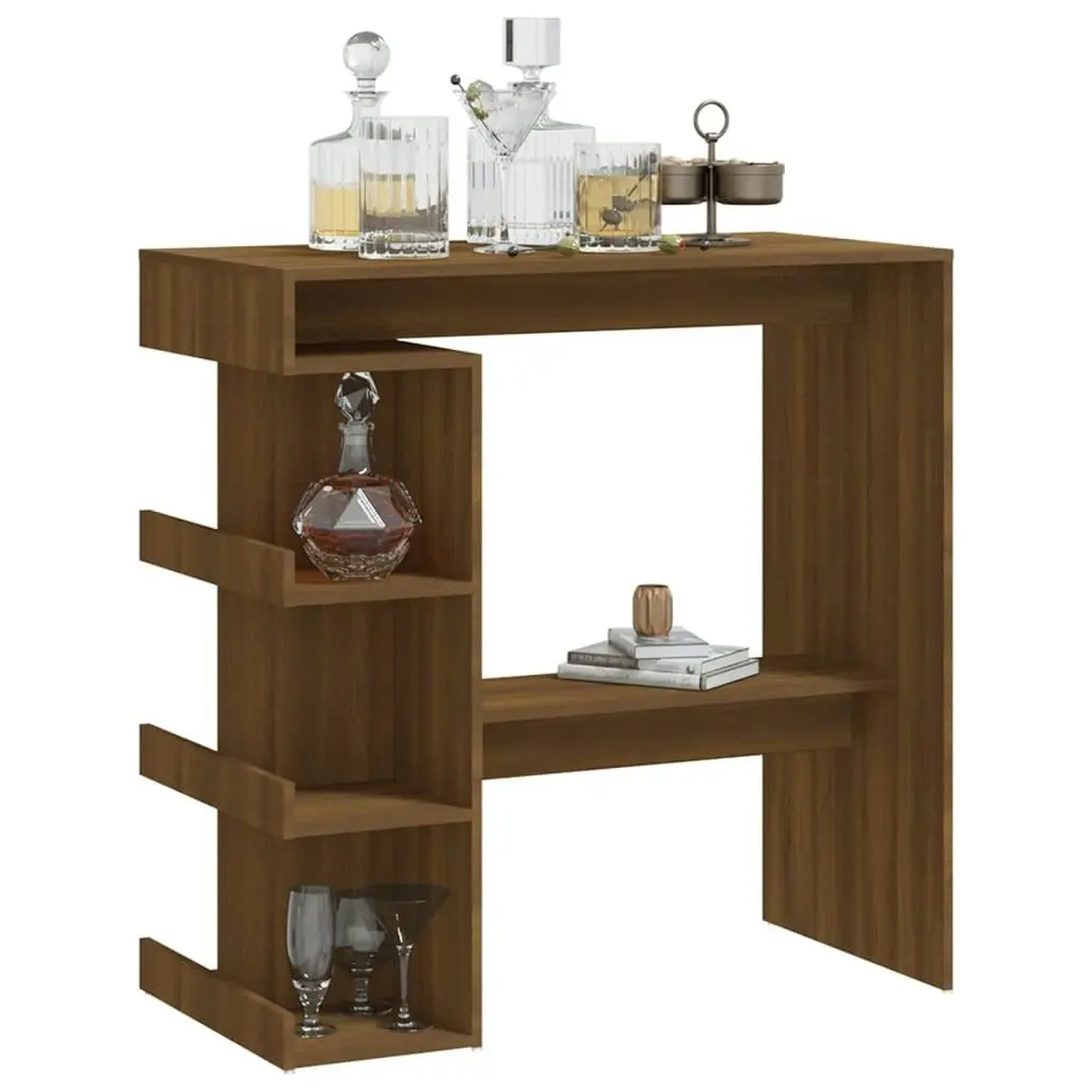 Bar Table with Storage Rack Brown Oak 100x50x101.5cm Engineered Wood 812962