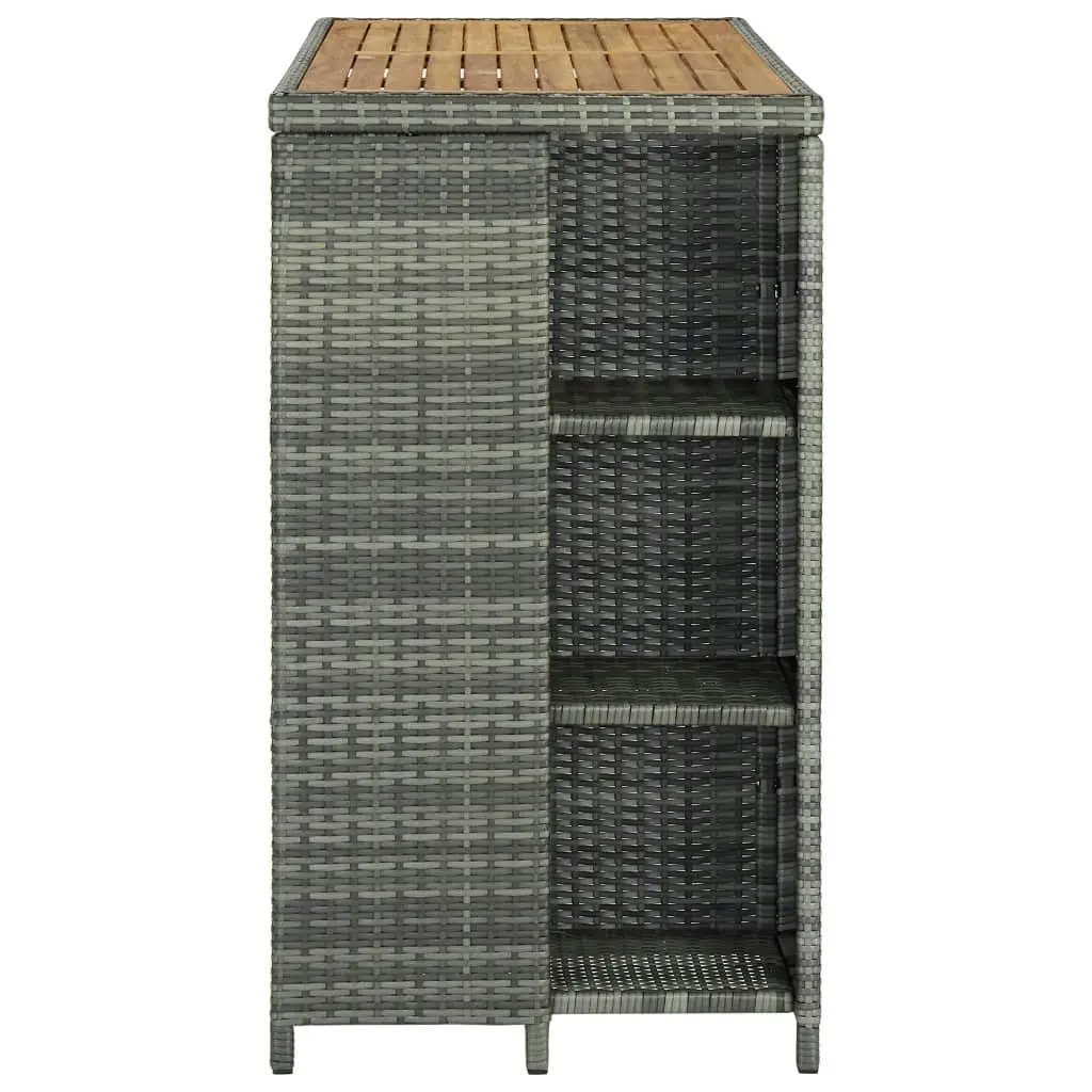 Bar Table with Storage Rack Grey 120x60x110 cm Poly Rattan 313479