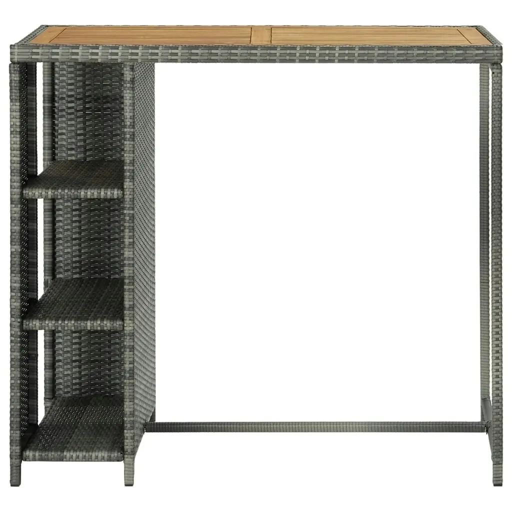 Bar Table with Storage Rack Grey 120x60x110 cm Poly Rattan 313479