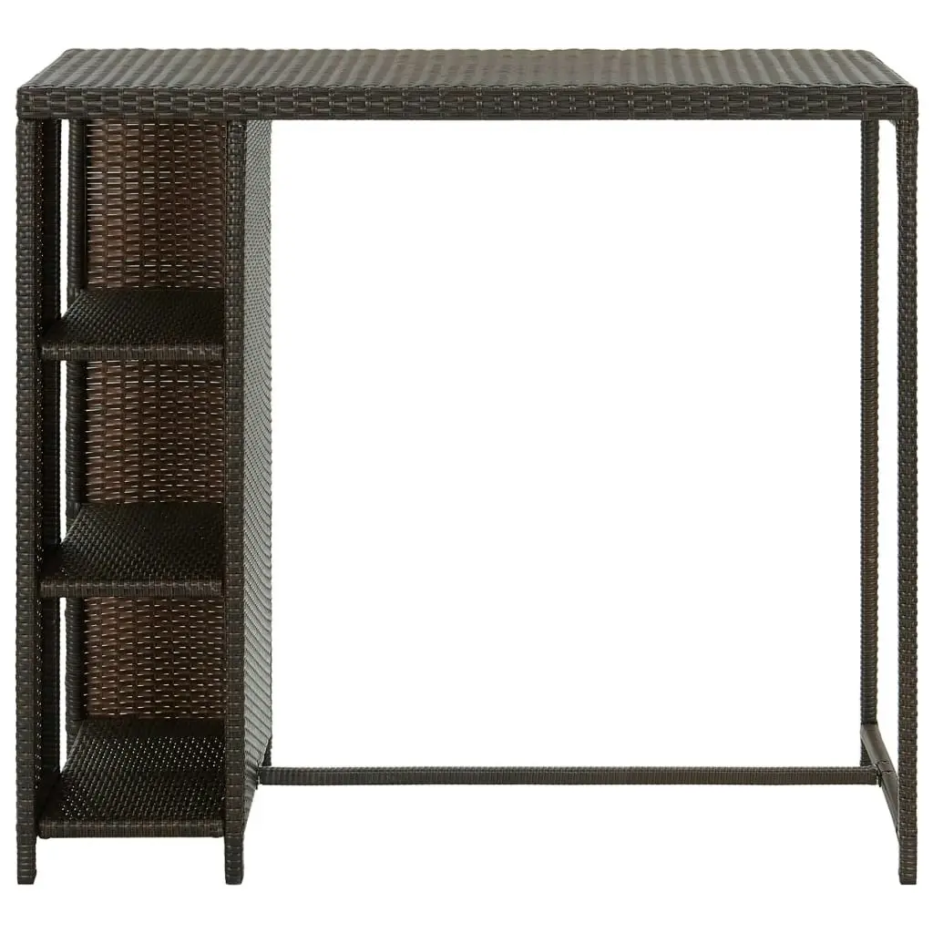 Bar Table with Storage Rack Brown 120x60x110 cm Poly Rattan 313475