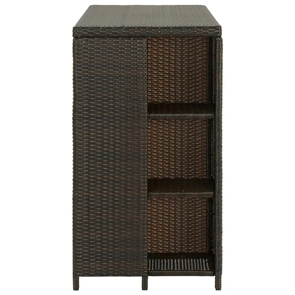 Bar Table with Storage Rack Brown 120x60x110 cm Poly Rattan 313475