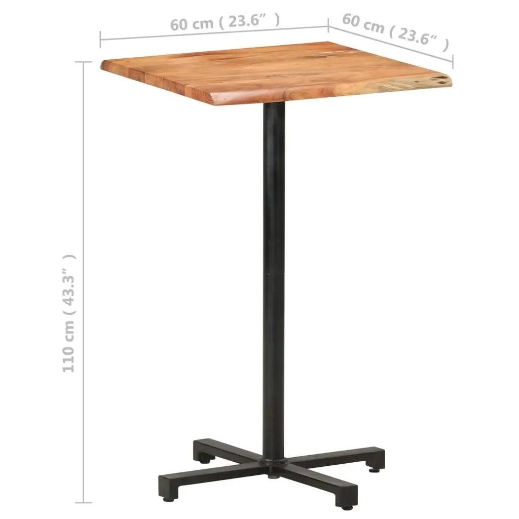 Bar Table with Live Edges 60x60x110 cm Solid Acacia Wood 320303