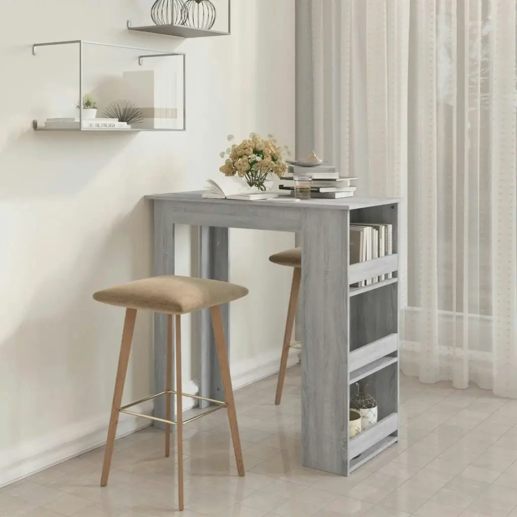 Bar Table with Storage Rack Grey Sonoma 102x50x103.5cm Engineered Wood 812967