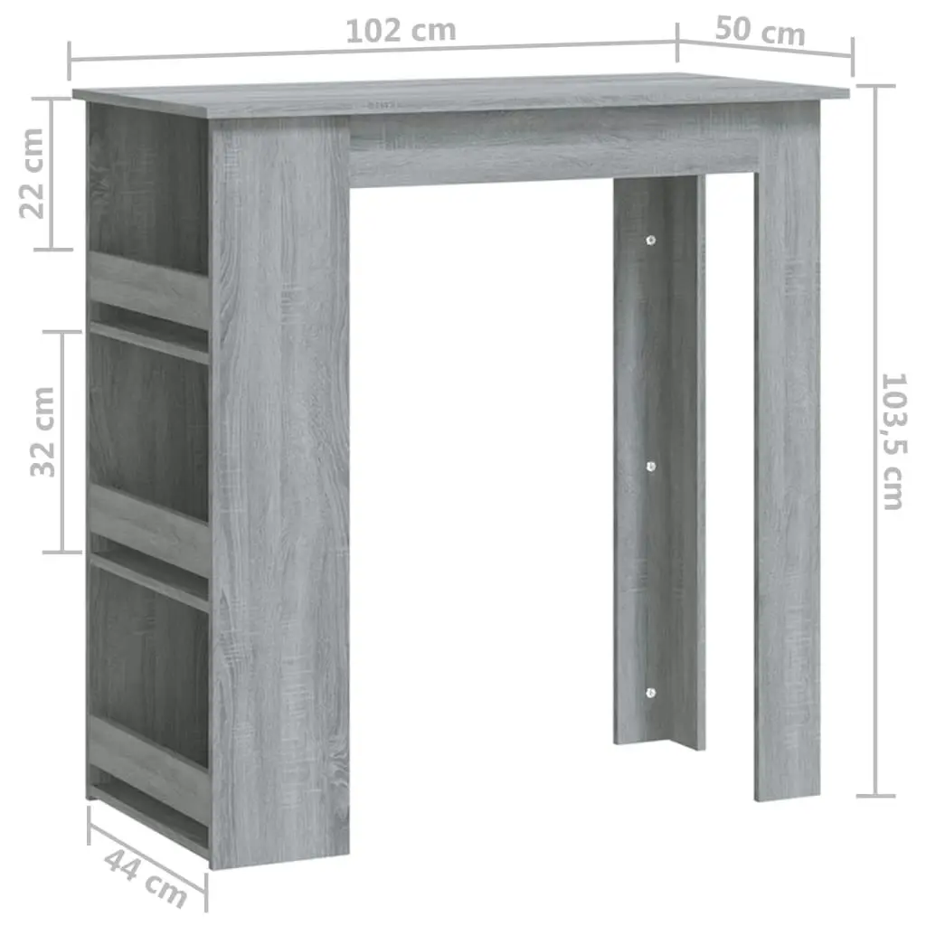 Bar Table with Storage Rack Grey Sonoma 102x50x103.5cm Engineered Wood 812967