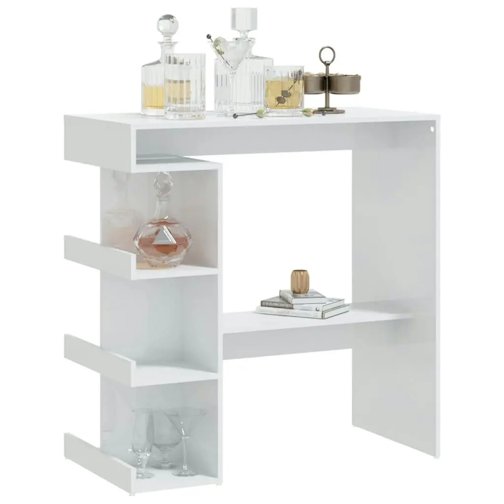 Bar Table with Storage Rack High Gloss White 100x50x101.5 cm 809455