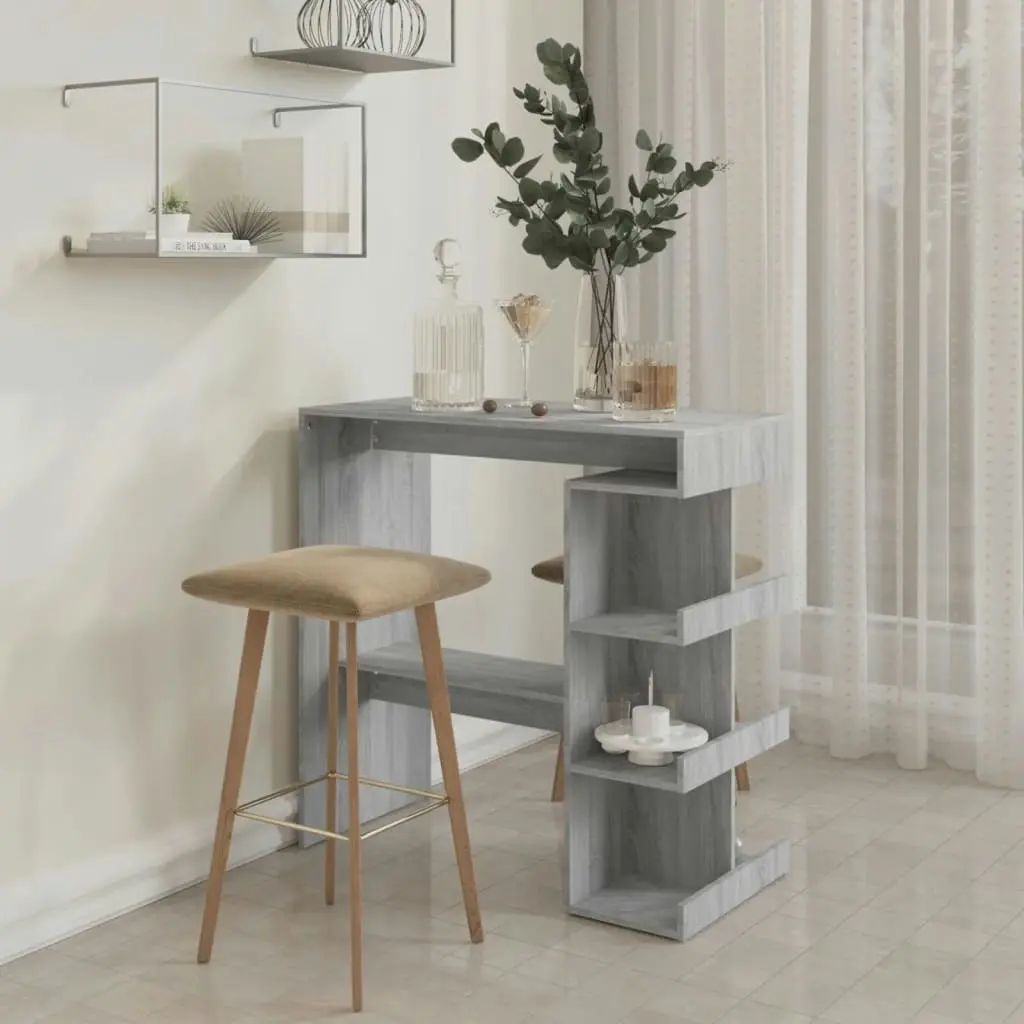 Bar Table with Storage Rack Grey Sonoma 100x50x101.5 cm 812961