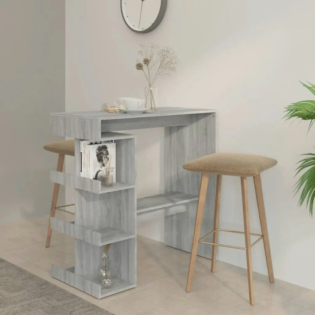 Bar Table with Storage Rack Grey Sonoma 100x50x101.5 cm 812961