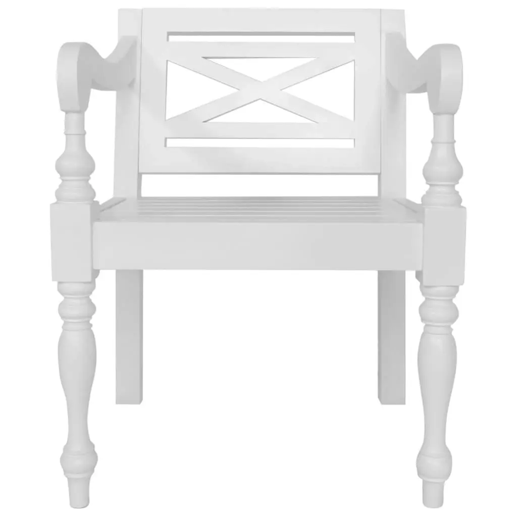 Batavia Chairs 2 pcs White Solid Mahogany Wood 246963