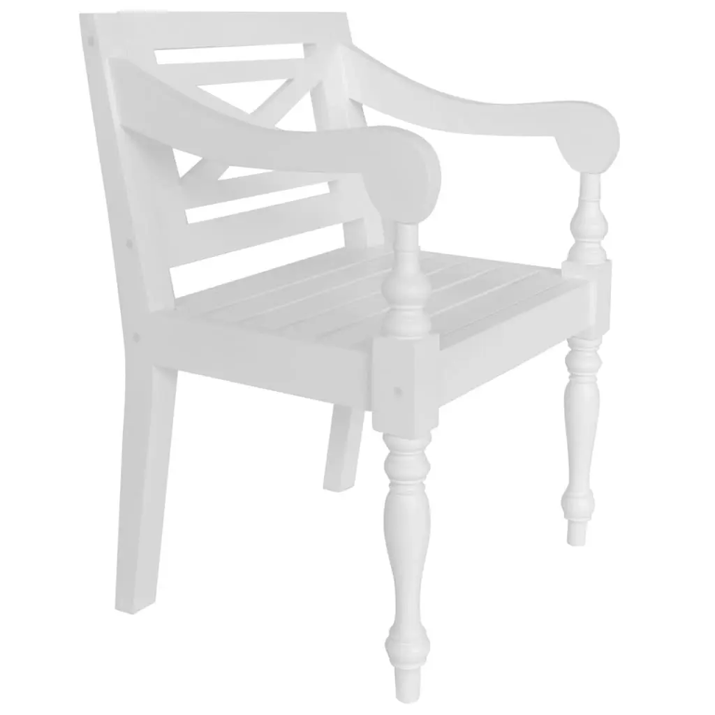 Batavia Chairs 2 pcs White Solid Mahogany Wood 246963