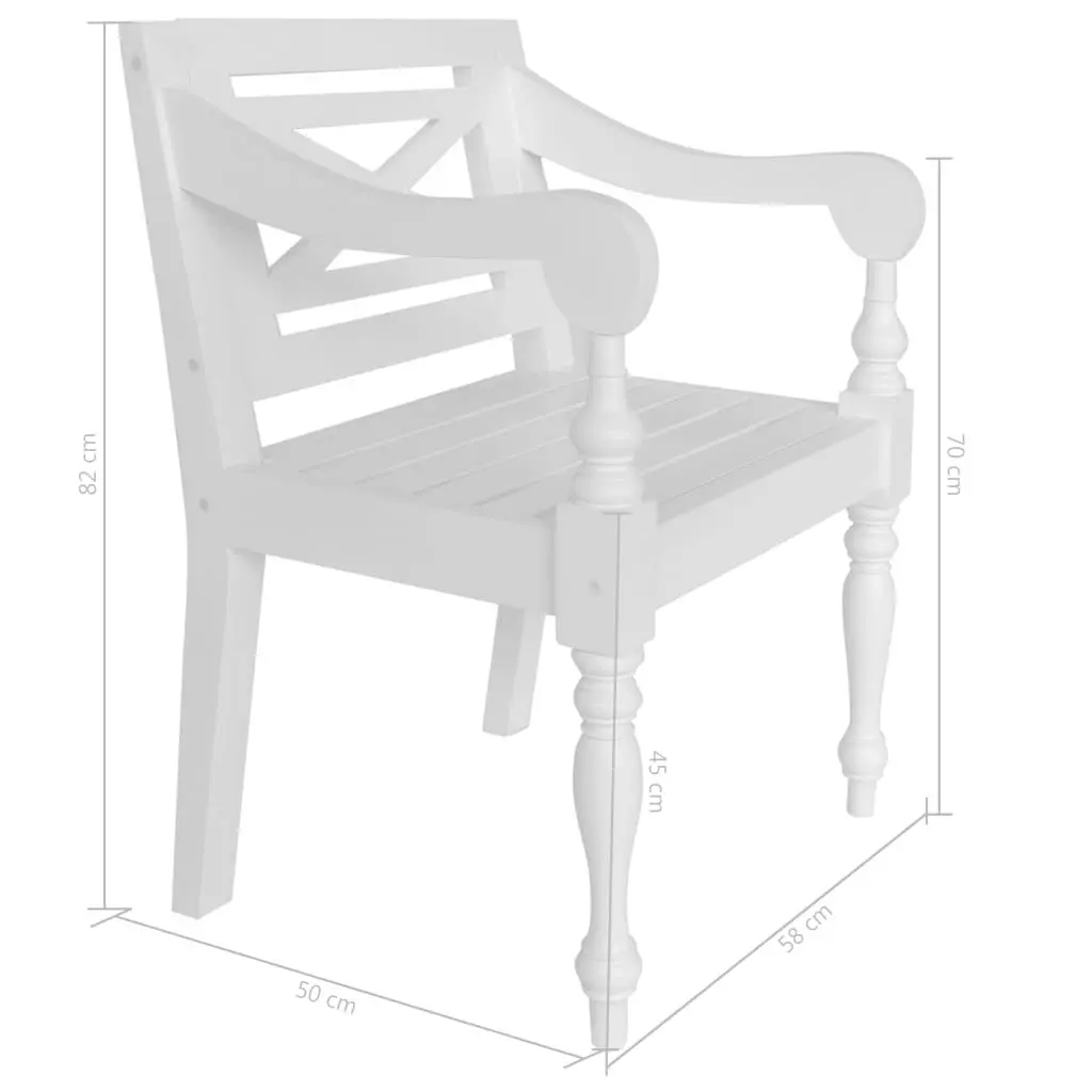 Batavia Chairs 2 pcs White Solid Mahogany Wood 246963