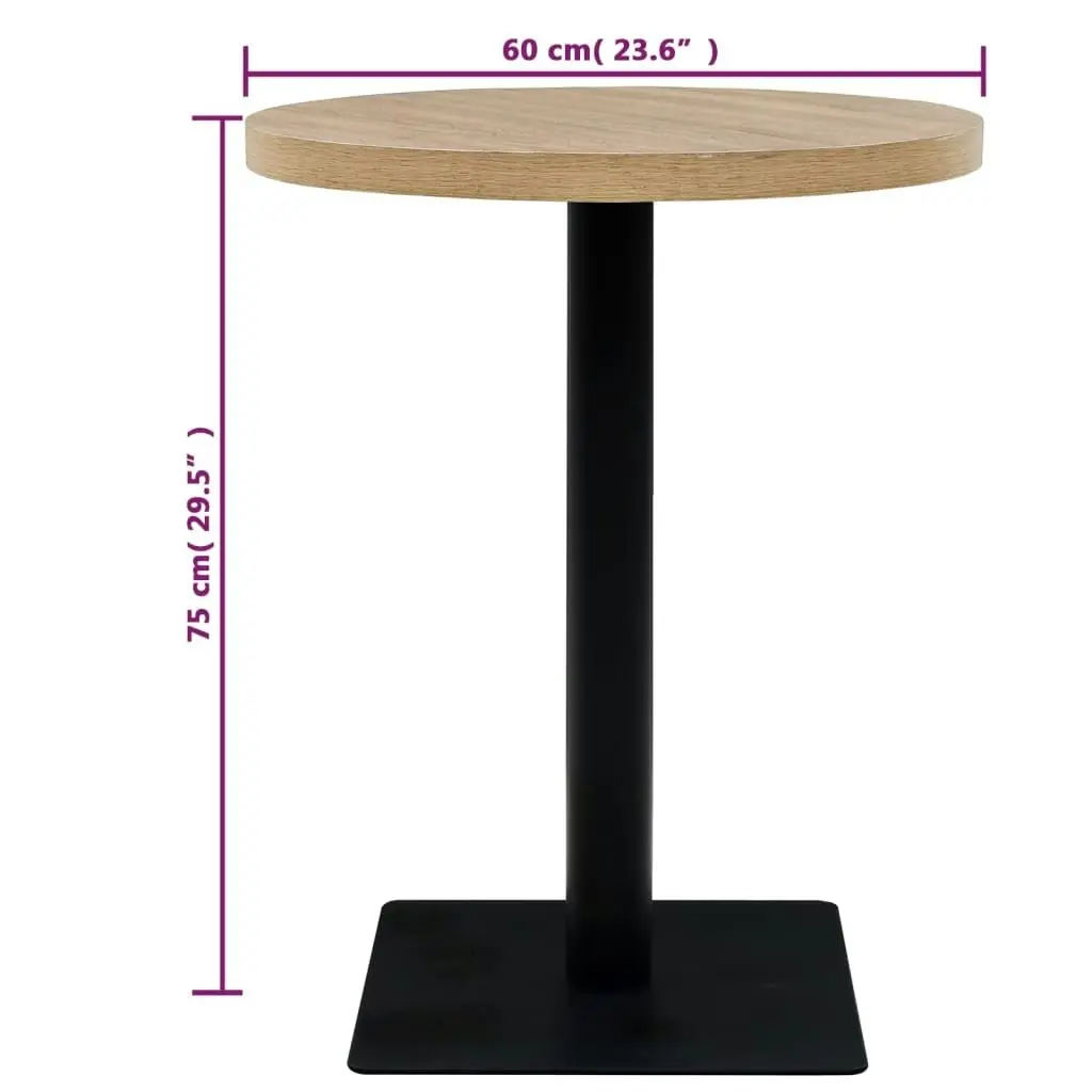 Bistro Table MDF and Steel Round 60x75 cm Oak Colour 245612