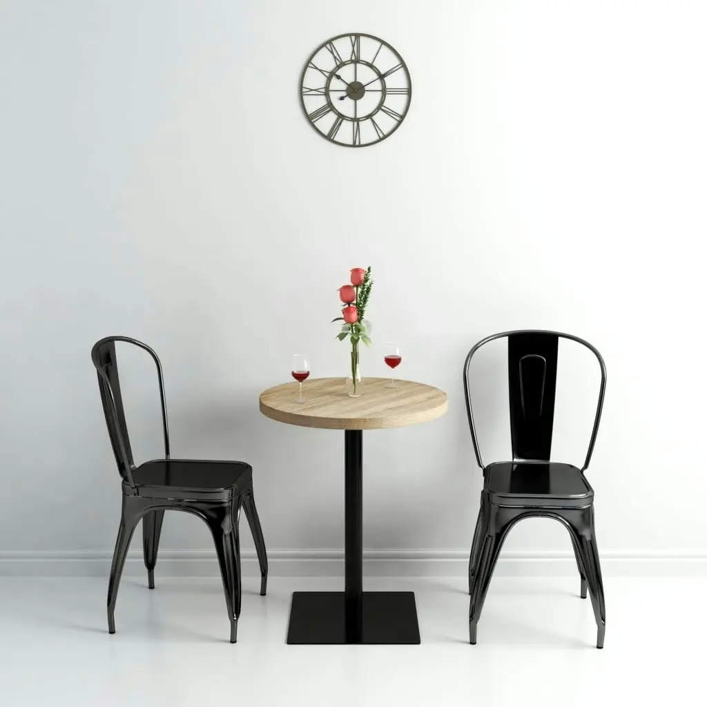 Bistro Table MDF and Steel Round 60x75 cm Oak Colour 245612